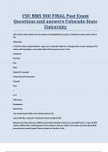 CSU BMS 300 FINAL Past Exam Questions and answers Colorado State University&period;