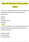 WGU C207 Data Driven Decision Making Quizzes  Questions and Answers (2024/2025) (Verified Answers)