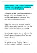 Game Design: Unit 1 Game Development Process exam study guide questions and answers(latest update)