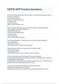 CIPP&lowbar;E IAPP Practice Questions