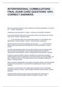 INTERPERSONAL COMMUCATIONS FINAL EXAM CARD QUESTIONS 100% CORRECT ANSWERS.