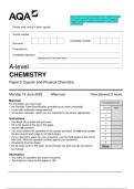 2023 AQA A-level CHEMISTRY 7405/2 Paper 2 Organic and Physical Chemistry Question  Paper & Mark scheme (Merged) June 2023  [VERIFIED