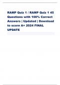 RAMP Quiz 1 / RAMP Quiz 1 45 Questions with 100% Correct Answers | Updated | Download to score A+ 2024 FINAL UPDATE