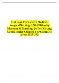 Test Bank For Lewis's Medical-Surgical Nursing 12th Edition By Mariann Harding|All Chapters (1-69) | Updated & Newest Version 2024 A+
