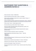 BARTENDER TEST QUESTIONS & ANSWERS RATED A&plus;