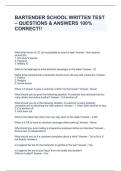 BARTENDER SCHOOL WRITTEN TEST &ndash; QUESTIONS & ANSWERS 100&percnt; CORRECT&excl;&excl;