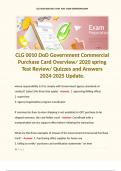 CLG 0010 DoD Government Commercial Purchase Card Overview/ 2020 spring Test Review/ Quizzes and Answers 2024-2025 Update.