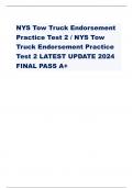NYS Tow Truck Endorsement  Practice Test 2 / NYS Tow  Truck Endorsement Practice  Test 2 LATEST UPDATE 2024  FINAL PASS A+ Cables must be wound _____________ A. Loosely and gently B. Tightly and evenly C. Taught and strong D. Loosely and even - ANSWER-B W