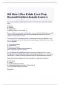 WA State 3 Real Estate Exam Prep Rockwell Institute Sample Exams 3 Questions and Answers