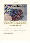 AP Psychology ALL Terms Study Guide Containing (452 Terms) with Definitive Solutions 2024-2025. Terms like: psychology - Answer: the science of behavior and mental processes