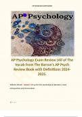 AP Psychology Exam Review (All of The Vocab from The Barron's AP Psych Review Book with Definitions 2024-2025. 