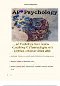 AP Psychology Exam Review Containing 771 Terminologies with Certified Definitions 2024-2025. T