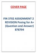 FIN 3702 ASSIGNMENT 2 REVISION Posing for A+ (Question and Answer)     878794
