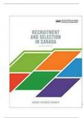 Test Bank For Recruitment and Selection In Canada 7th Edition By Catano, Hackett, Wiesner, Roulin |All Chapters, Complete Q & A, Latest|