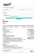 2023 AQA AS PHYSICS 7407/1 Paper 1 Question Paper & Mark scheme (Merged) June  2023 [VERIFIED]