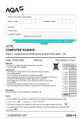 2023 AQA GCSE COMPUTER SCIENCE 8525/1A, 8525/1B, 8525/1C Paper 1 Computational thinking and programming skills Question Paper & Mark scheme (Merged) June 2023 [VERIFIED]