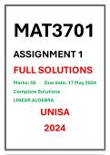 MAT3701 ASSIGNMENT 1 COMPLETE SOLUTIONS UNISA 2024 LINEAR ALGEBRA