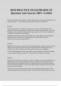 HESI PRACTICE EXAM-PHARM 315 Questions And Answers 100&percnt; Verified