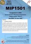 MIP1501 Assignment 2 (COMPLETE ANSWERS) 2024 (792113) - DUE 15 June 2024 