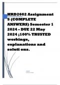 HRD2602 Assignment 5 (COMPLETE ANSWERS) Semester 1 2024 - DUE 22 May 2024 Course Training and Development Practices - HRD2602 (HRD2602) Institution University Of South Africa (Unisa) Book Approaches To Training And Development