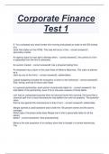 Corporate Finance  Test 1