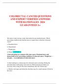  COLORECTAL CANCER QUESTIONS AND EXPERT VERIFIED ANSWERS WITH RATIONALES  2024 GUARANTEED A&plus;