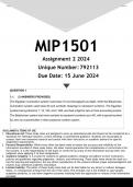 MIP1501 Assignment 2 (ANSWERS) 2024 - DISTINCTION GUARANTEED
