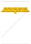 NUR 6665 LATEST FINAL EXAM LATEST 2024 CONTAINS 99 REAL EXAM QUESTIONS VERIFIED &GRADED A&plus; 