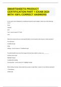 SMARTSHEETS PRODUCT CERTIFICATION PART 1 EXAM 2024 WITH 100&percnt; CORRECT ANSWERS