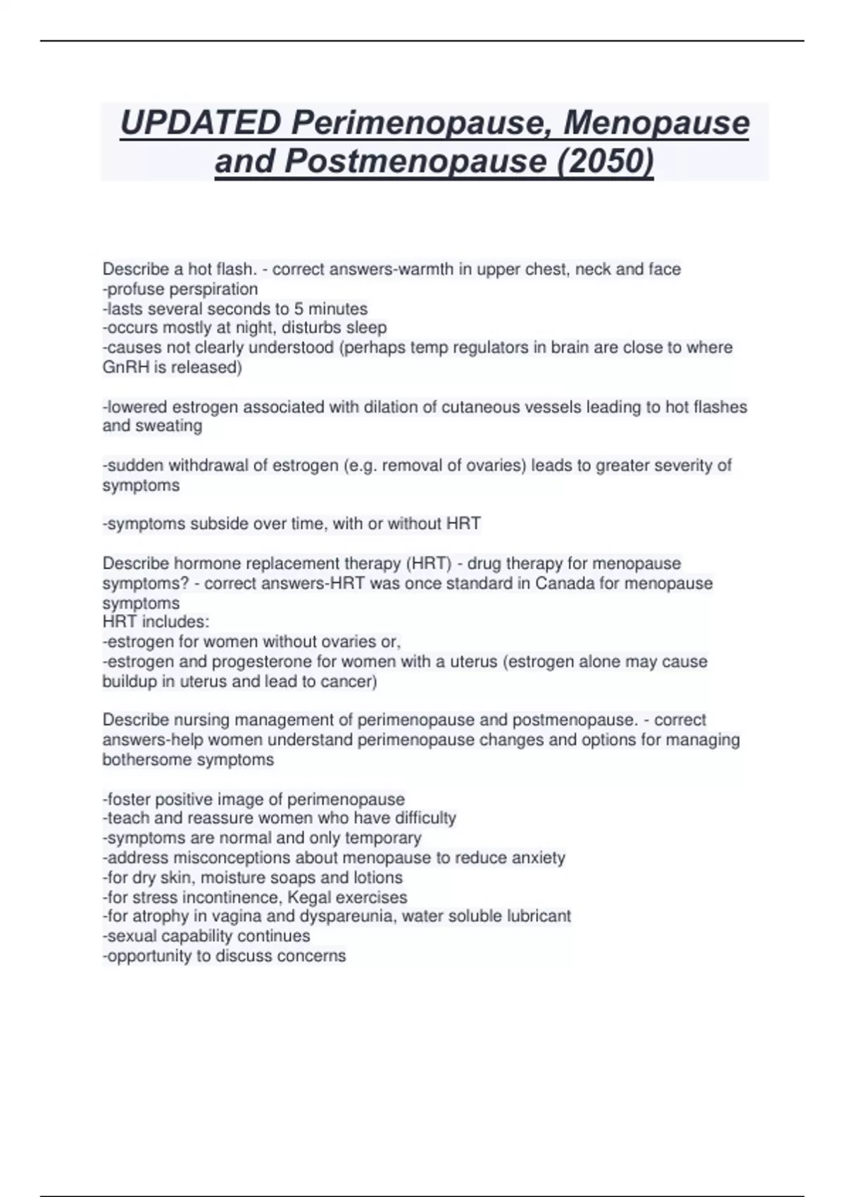 UPDATED Perimenopause, Menopause and Postmenopause (2050) - Registered ...