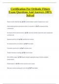 Certification For Orthotic Fitters  Exam Questions And Answers 100&percnt;  Solved