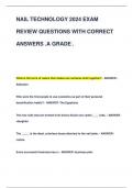 NAIL TECHNOLOGY 2024 EXAM  REVIEW QUESTIONS WITH CORRECT  ANSWERS&period;A GRADE&period;