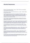 Alcohol Awareness Questions and Answers 100&percnt; Solved