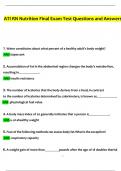 ATI RN Nutrition Final Exam Test Questions and Answers &lpar;2024 &sol; 2025&rpar; &lpar;Verified Answers&rpar;
