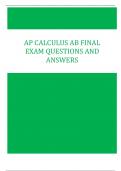 AP Calculus AB Final Exam Questions and Answers 2024