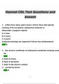 Hazmat CDL Test  Questions and Answers (2024 / 2025) (Verified Answers)