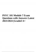 PSYC 101 Module 7 Exam Questions with Answers Latest 2023/2024 |Graded A+