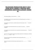  TELEVISION PRODUCTION NOCTI 2024 EXAM WITH CORRECT VERIFIED WELL ANSWERED QUESTONS ALREADY GRADE A&plus;