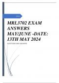 MRL3702 EXAM ANSWERS MAY/JUNE DATE: 13TH MAY 2024