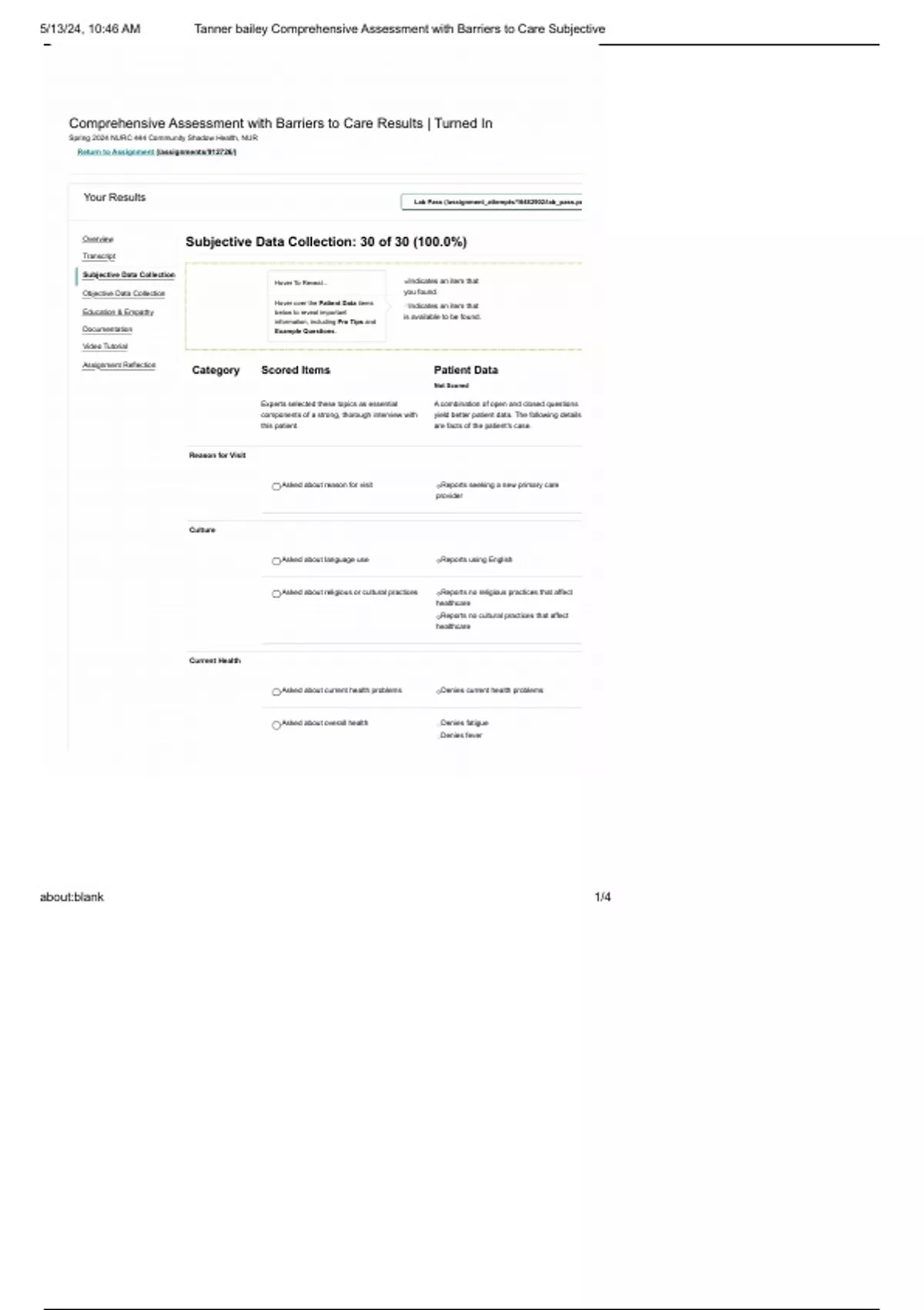 SHADOW HEALTH COMPREHENSIVE ASSESSMENT EXAM WITH MULTIPLE, CORRECTLY ...