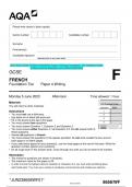 2023 AQA GCSE FRENCH 8658/WF Paper 4 Writing Foundation Tier Question Paper  & Mark scheme (Merged) June 2023 [VERIFIED