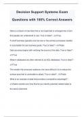 Decision Support Systems Exam Questions with 100&percnt; Correct Answers