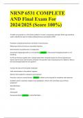 NRNP 6531 COMPLETE AND Final Exam For 2024/2025 (Score 100%)