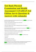 Test Bank Physical Examination and Health Assessment CANADIAN 3rd Edition Jarvis Questions & Answers with rationales