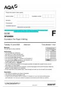 2023 AQA GCSE SPANISH 8698/WF Paper 4 Writing Foundation Tier Question Paper & Mark scheme (Merged) June 2023 [VERIFIED