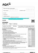 2023 AQA GCSE SPANISH 8698/LH Paper 1 Listening Higher Tier Question Paper &  Mark scheme (Merged) June 2023 [VERIFIED