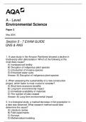 AQA A - LEVEL ENVIRONMENTAL SCIENCE PAPER 2 SECTION 5 - 7 EXAM GUIDE QNS & ANS MAY