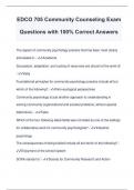EDCO 705 Community Counseling Exam Questions with 100&percnt; Correct Answers