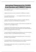 International Management Key PASSED Exam Questions and CORRECT Answers