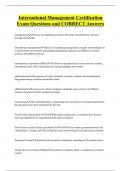 International Management Certification Exam Questions and CORRECT Answers